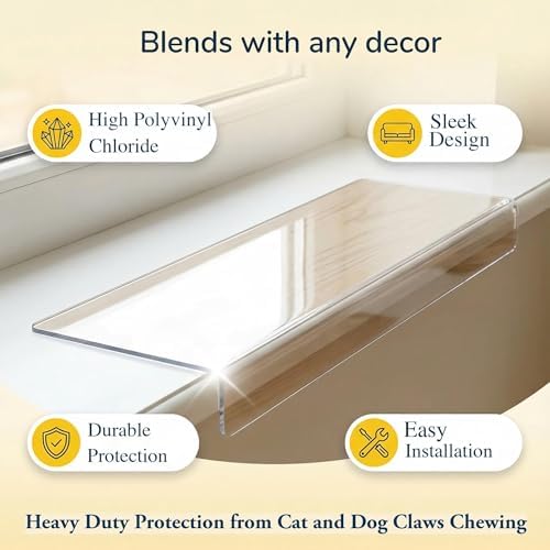 Window Sill Protector, 4-Pack Transparent Pet Window Guard & Scratch-Resistant Cover – Heavy Duty Protection from Cat and Dog Claws Chewing for Plants 35.5 '' x 2.2''