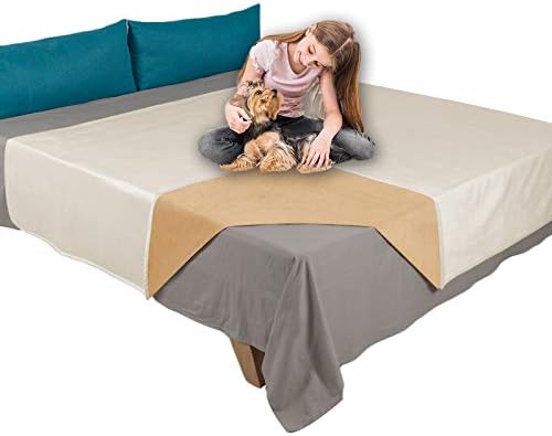 Ameritex Pet Bed Blanket Reversible 100% Waterproof Velvet Super Soft for Sofa and Bed (82x102 Inches, Cream+Sand)