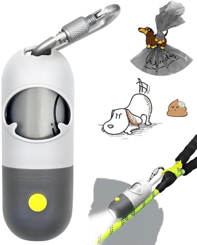 YUCHIYA Dog Poop Bag Holder Dispenser with LED Flashlight(Light Grey)