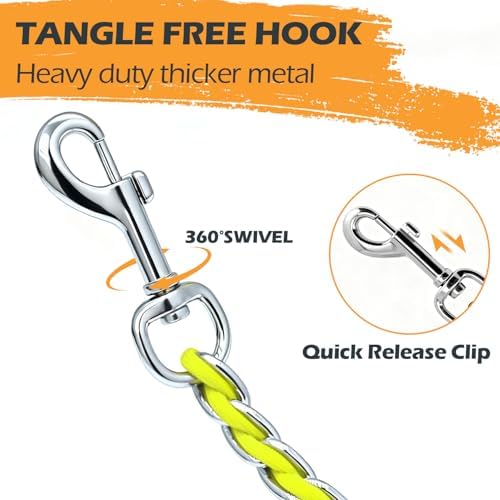 Chain Dog Leash, Bite-Proof Metal Leash, with Padded Handle