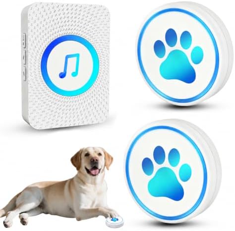 Dog Door Bell for Potty Training, Smart Wireless Doggie Doorbell to Go Outside, 1000 Feet Long Range with IP65 Waterproof Super-Light Touch Button, 60 Melodies & Adjustable Volume (White)