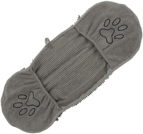 Soft Quick Dry Towel for Dogs | Ultra Absorbent Microfiber Shammy | Comfortable Hand Pockets | Indoor Outdoor Use | Soft Material | Machine Washable(Grey)