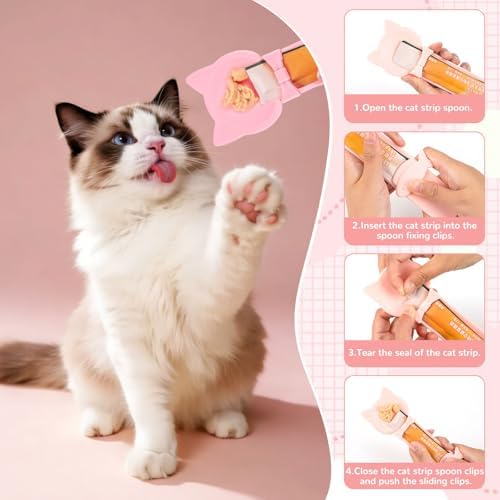 6 PCS Silicone Pet Food Can Covers Lids Set, Multi-Function Cat & Dog Wet Food Can Lids with Stainless Steel Spoon, Built-in Opener, Paw-Shaped Spatula & Treat Squeezer