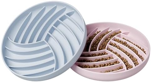 Silicone Slow Feeder Bowls for Dogs and Cats - Wet Food, Suction Cups, Interactive, Reduces Boredom, Anxiety, Anti-Choking, Non-Slip Design (Pink & Blue)
