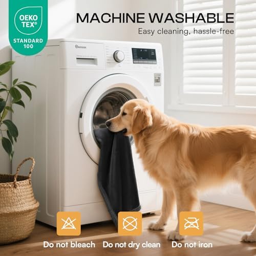 Luciphia Waterproof Bed Blanket Washable,Soft Sherpa Fleece Puppy Reversible Throw Blankets for Small Medium Dog Cat,Furniture Cover Protector Couch Bed from Liquid Pee and Pet Fur, Black,57" x 40"