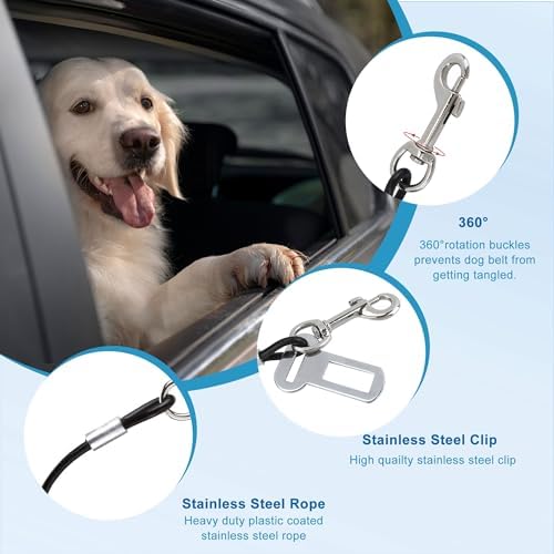 Chew Proof Dog Car Seatbelt Safety Restraint Stainless Steel Tether Cable