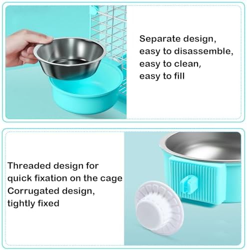 Stainless Steel Removable Pet Food Bowl, 2 Pcs Crate Dog Bowls
