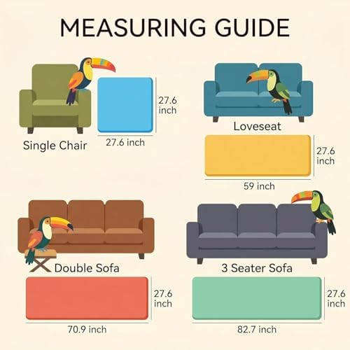 Toucans Couch Covers for Pets, Washable, Non Slip Plush Sofa Protectors, Fuzzy Pet Couch Covers, Pet Friendly (Khaki, 27.6" x 59")