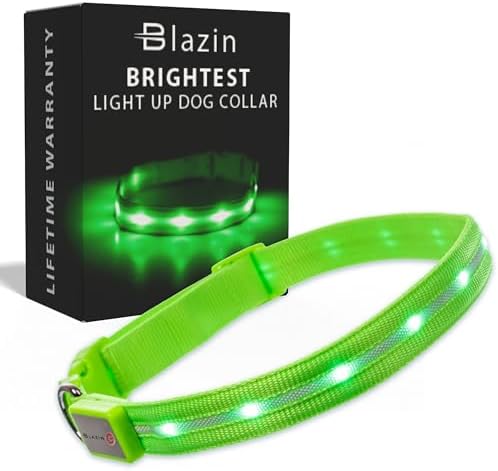 Blazin Light Up Dog Collar - The Original LED Dog Collar - USB Rechargeable - Waterproof - 1,000 Feet of Visibility - Dog Collar Light for Small, Medium, Large Dogs - USA Brand