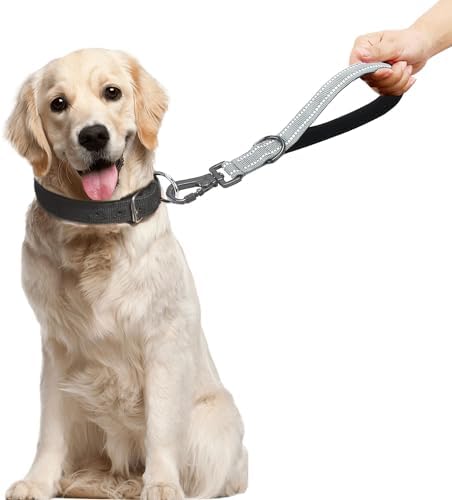 12” Short Dog Leash, Reflective Nylon Padded Handle