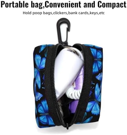 Pet Waste Bag Carrier Blue Butterflies, Durable Dog Poop Bag Holder for Leash and Collar