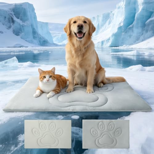 EXPAWLORER Reversible Dog Cooling Mat Large (Cool & Warm) 48”x28” Pet Cooling Mat in Summer & Plush Warm Blanket in Winter,Foldable Thick Bed Pad for Kennel Sofa Floor Crate Car Seat