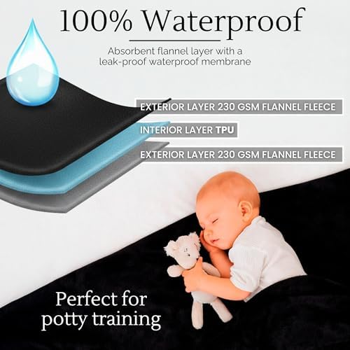 Waterproof Blanket for Bed Intimacy (80" x 60" Queen Size) Reversible Plush Fleece, Love Blanket, Moisture Absorbent TPU Layer Stain Proof Couch Bed Mattress Water Proof Cover Red/Black
