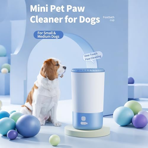Pet Paw Cleaner Cup for Small Dogs and Cats, Portable Paw Washer with Soft Silicone Bristles, USB Charging