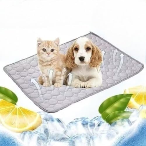 ChillPaws Cooling Mat – Ice Silk Gel Self-Cooling Tech, Stays Below Ambient Temp, Honeycomb Breathable + Anti-Slip Bottom + Washable, for Indoor/Outdoor/Car. (Light Grey,XL(39.37 X 27.55 in))