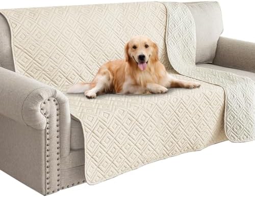 2026 Waterproof Bed Sofa Blanket (52"x82") Comfy Couch Sofa Mat for Dog Pets with Anti-Slip Back, Universal Incontinence Lightweight Liner Pad for Furniture Car Picnic etc Durable Washable, Beige