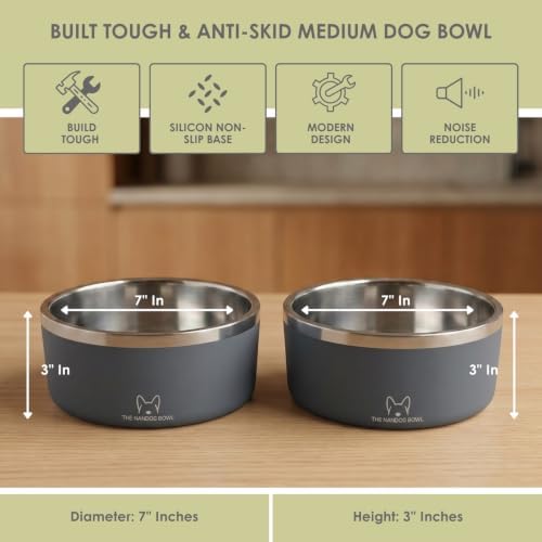 NANDOG Dog Food Water Bowl, 304 Food Grade Stainless Steel 4 Cup(Pack of 2)