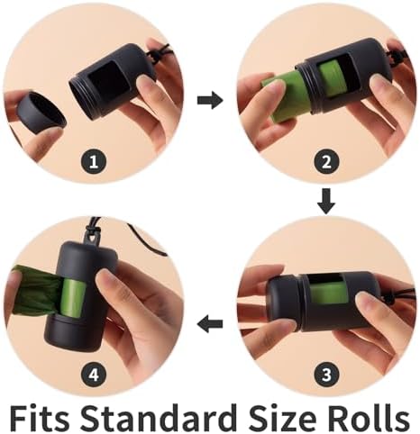 SLSON 3Pack Dog Poop Bag Holder for Leash Lightweight Pet Waste Bag Dispenser with Leash Attachment Portable Plastic Doggie Poop Bag Dispensers,Blue Green Black