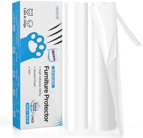 OBSEDE Cat Scratch Furniture Protector, Clear Adhesive Film Roll, 2 Pack
