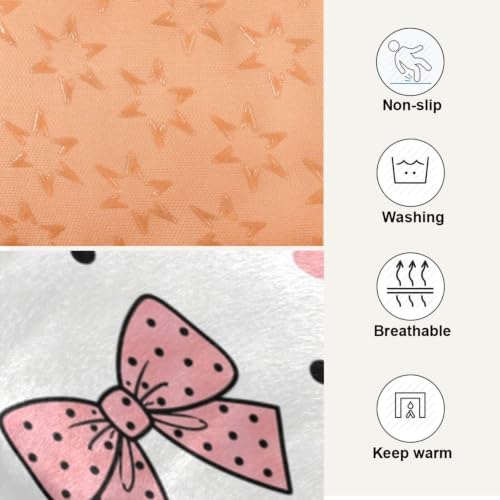 Pink Bows Dog Bed Crate Pad, Multi-Purpose Pet Mat for Crate and Car, Silicone Dotted Anti-Slip Base Couch Protector, Washable One-Piece Puppy Sleeping Pad, 24x18 inch