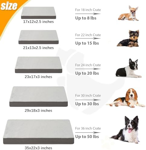 KSIIA Orthopedic Dog Bed for Small Dogs with Waterproof Lining, Grey, 17x12