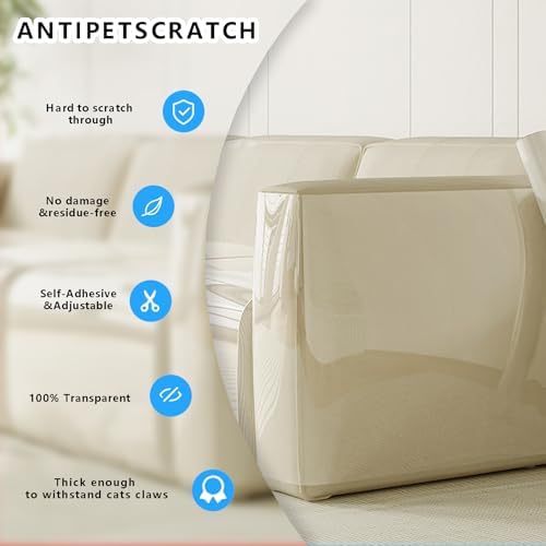 Cat Scratch Furniture Protector - 0.2mm Thick Clear PVC Couch Protector from (15.7inX196.8in（with 20 Twist Pins）)