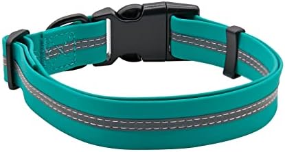 Nimble Reflective Waterproof Dog Collar Adjustable Odor Resistant Easy Clean Pet Collar for Small Medium Large Dogs Night Walking Outdoor Rainy Use (Large (15.35”-24.8”inches), Emerald Green)