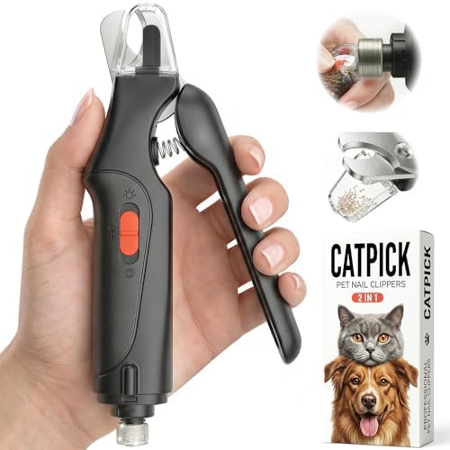 CATPICK 2-in-1 Cat & Dog Nail Clippers with Grinder and Dual LED Lights