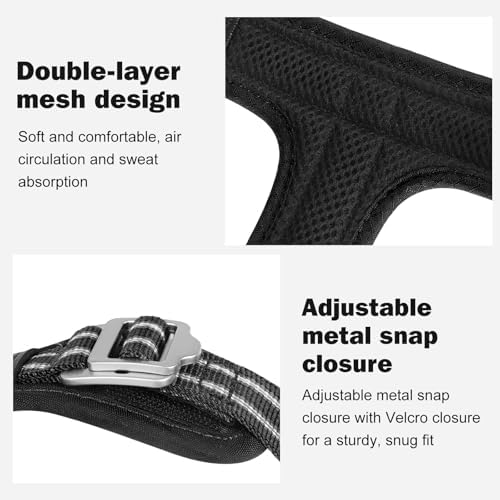 No Pull Dog Harness - Adjustable Reflective Dog Vest with Metal Snap, Soft Breathable Mesh No Choke Puppy Harness, Easy to Put on & Take Off (Black-M)