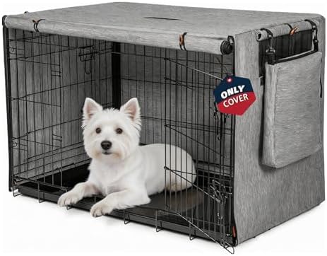Dog Crate Cover 24 in,Waterproof 600D Oxford Gray,Calming Anxiety Privacy