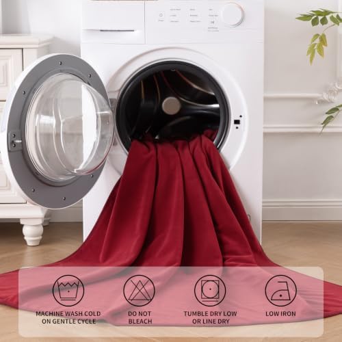QiyI Reversible Waterproof Blanket for Bed Couch Sofa, 40x60, Burgundy/Pink