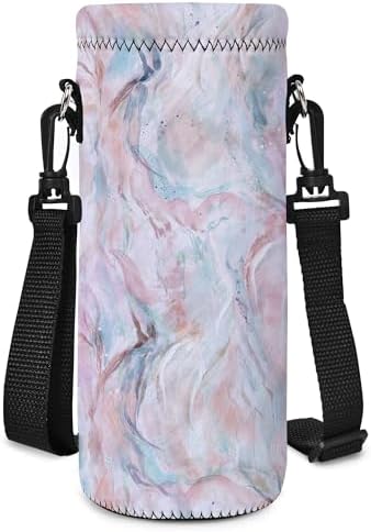 RICHEN Neoprene Water Bottle Carrier Bag with Adjustable Shoulder Strap,Insulated Water Bottle Cover for Stainless Steel/Glass/Plastic Bottles