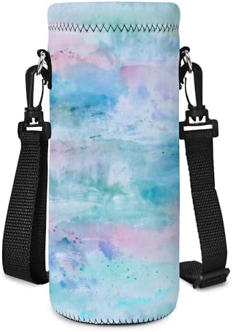 RICHEN Neoprene Water Bottle Carrier Bag with Adjustable Shoulder Strap,Insulated Water Bottle Cover for Stainless Steel/Glass/Plastic Bottles