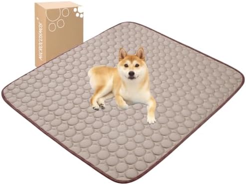 MICROCOSMOS Summer Cooling Mat & Sleeping Pad- Water Absorption Top, Materials Safe, Easy Carry, EZ Clean. Keep Cooling for Pets, Kids and Adults.(Brown, 48" x48")