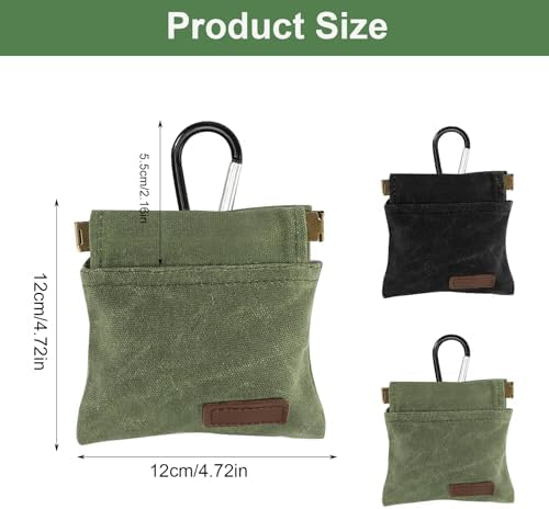 2Pcs Dog Treat Pouch, Dog Treat Pouches for Pet Training, Portable Auto Closing Dog Walking Bag with Carabiner for Puppy Travel or Outdoor Use Black Green