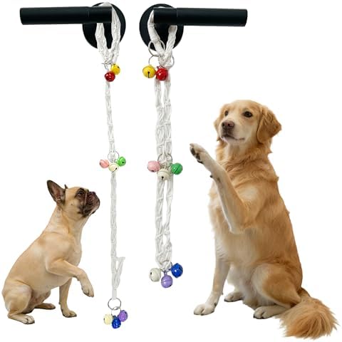 2Pcs Dog Door Bell,Adjustable Rope,8 Bells for Potty Training,White