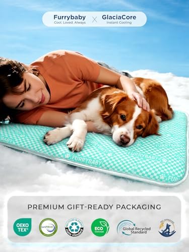 furrybaby Dog Cooling Mat, Washable Thick Mat for Dogs Cats, 30x20, Mint