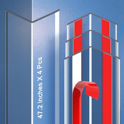 Clear Self-Adhesive Wall Corner Protectors-4 PCS of Corner Guards & Edge Protector for Baby, Furniture, Door, Tables, Cover Sharp Furniture, Easy to Install (3cmx120cm/1.18inx47.2in)