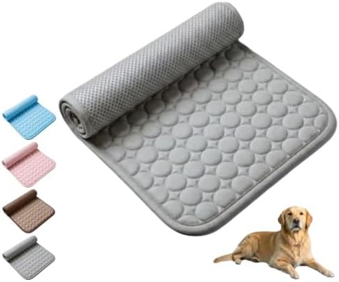 Pet Cooling Mat, ICY nap Dog mat, Portable Washable Ice Silk Cooling Pad for Dogs Cats, Breathable Foldable Mat for Large Small Dogs, Summer Cool Mat for Kennel Floor Car Sofa(Gray,XX-Large)