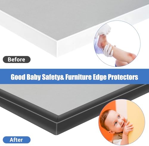 Slimline Cabinet Door Edge Protector, 3/4" Self Adhesive Peel and Stick Rubber Edge Guards, Flexible U Shaped Strips for Kitchen & Garbage Drawer Fronts, Edge Trims for Desks and Shelfves, Black, 10Ft