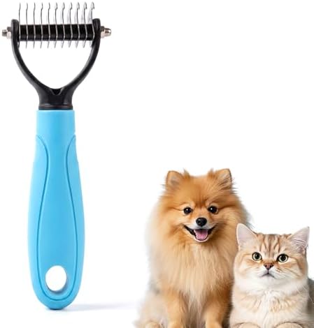 Pet Grooming Tool, 2026 New Undercoat Rake Deshedding Brush for Dogs & Cats, Double Sided Dematting Comb for Detangling Long Matted Fur (Blue, Small)