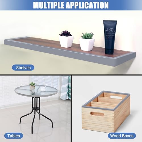 Rubber Edge Trim, Flexible Edge Banding, 1/2"(12mm) U Channel Furniture Edge Protector, Self Adhesive Edge Guards for Plywood, Wood, Glass Parts, 20Ft, Grey Color