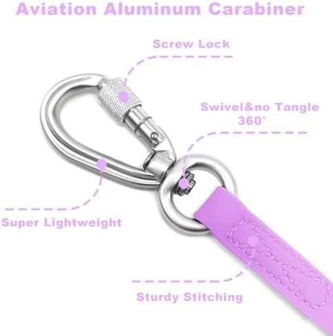 ZALER Long Dog Leash Waterproof Training Leashes 50ft 30ft 20ft 15ft 10ft 6ft, Odor Proof Recall Long Line Lead with Aviation Aluminum Carabiner Clip for Small, Medium, Large Dogs(10FT, Purple)