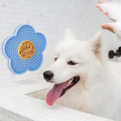 Lick Pads for Dogs,Dog Lick Mat with Suctions Cup,Slow Feeders Licking Mat,Flower Shape Silicone Pad,for Cats,Dogs