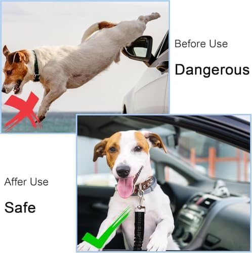2 Pcs Dog Seat Belt for Car for Mazda CX-5 2017-2021, Bungee Retractable Dog Car Seat Belt Tether Adjustable Safety Harness Restraint with 360° Swivel Clip