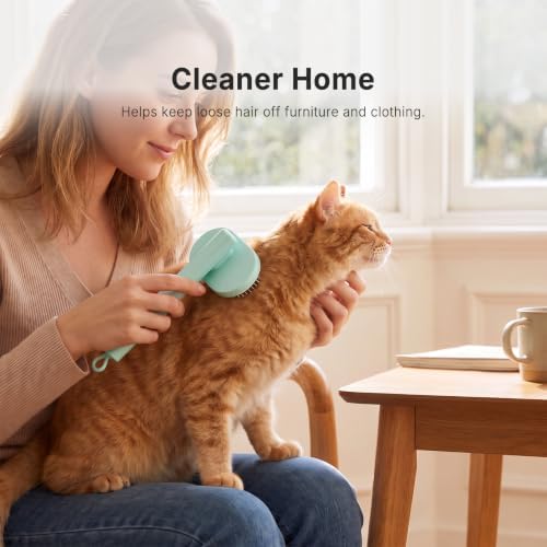 Cat Brush Self Cleaning, Slicker Grooming Brush for Cats & Dogs, Fine Teeth Deshedding Comb for Long & Short Hair Pets