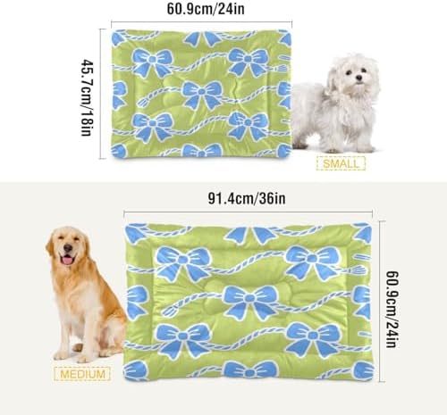 Bows and Ropes Dog Beds Crate Pad Washable Pet Mat for Dogs Cats, Non-Slip Travel Bed Pad, Indoor Outdoor Kennel Pad 36x24in