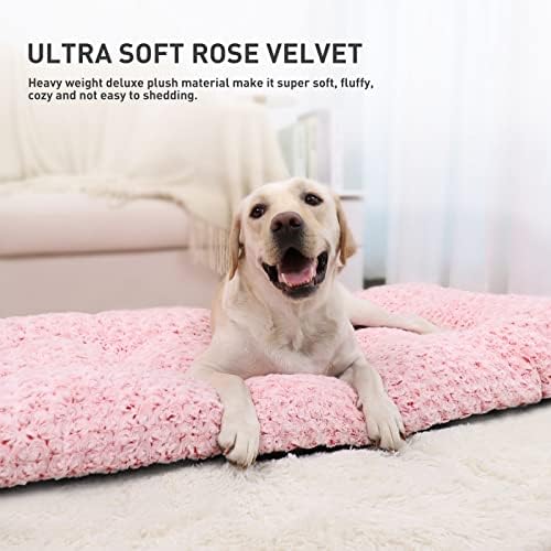 KSIIA Washable Dog Beds Large Sized Dog Crate Bed Plush Mat 41"x27" Pink