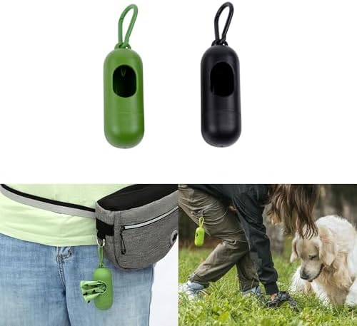 2 Set Dog Poop Bag Holder Dog Waste Bag Dispenser with Carabiner Clip Doggie Poop Bags Hands Free Hanging Carrier for Leash Belt Disposal Dog Poop Bags Rolls Pet Waste Pickups