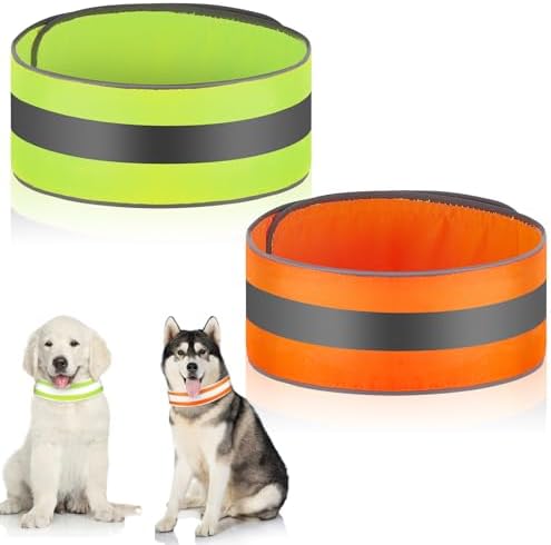 Paterr 2 Pcs Reflective Dog Collar Adjustable for S M L Dogs,Stripe